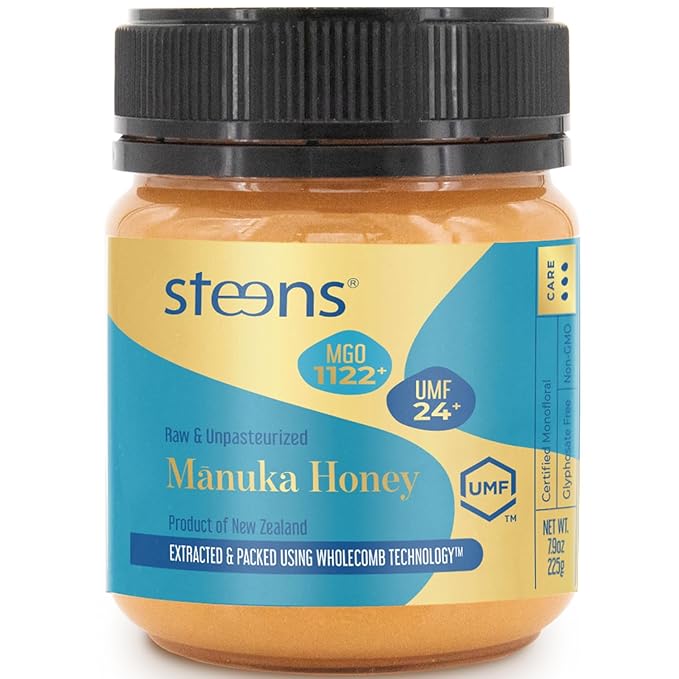 Steens Manuka Honey - UMF 24+ and MGO 1122+ - Pure &amp Raw 100% Certified Manuka Honey - Bottled and Sealed in New Zealand - 7.9 oz