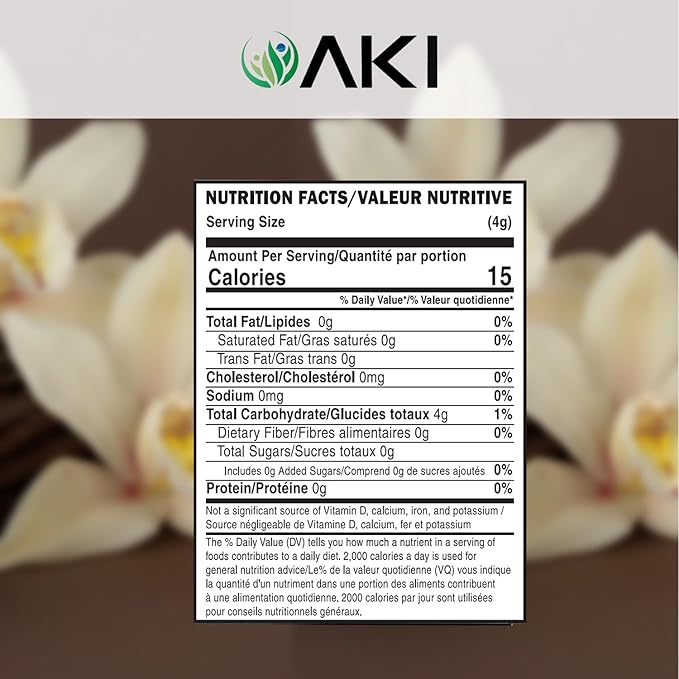 AKI Vanilla Extract Powder (2.2lbs/1kg) from Authentic Beans for Delicious Flavoring Cooking Baking Drinks Tea Coffee Smoothies Cocktails - Sugar-Free &amp Alcohol-Free