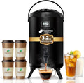 Insulated Beverage Dispenser - Thermal Hot and Cold Tea Dispenser - Stainless Steel 12L/3.2Gal with Spigot for Hot Coffee &amp Tea Cold Milk &amp Juice - Black