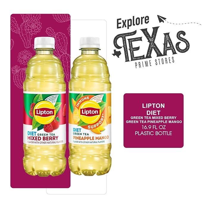 Lipton Diet 12-Pack 16.9 fl oz Iced Green Tea Bottles - Mixed Berry + Pineapple-Mango