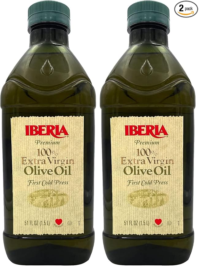Iberia First Cold Pressed Extra Virgin Olive Oil 1.5 Liters (Pack of 2)