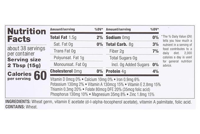 Kretschmer Original Toasted Wheat Germ Boost Your Food with 20 Ounce Glass Jar (Pack of 4)