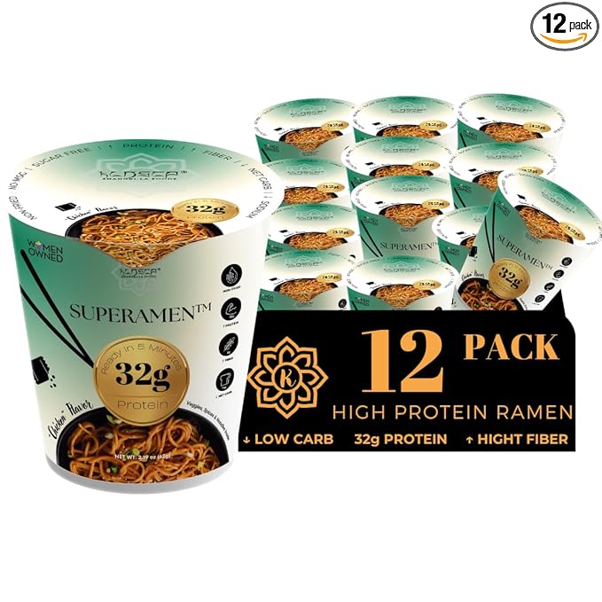 Black Garlic “Chicken” Ramen – Bold Flavor Chewier Noodles &amp High Protein – Vegan Keto-Friendly Ramen Noodles – Low Carb Zero Sugar – Healthy Plant-Based Ramen Bowl 12-Pack