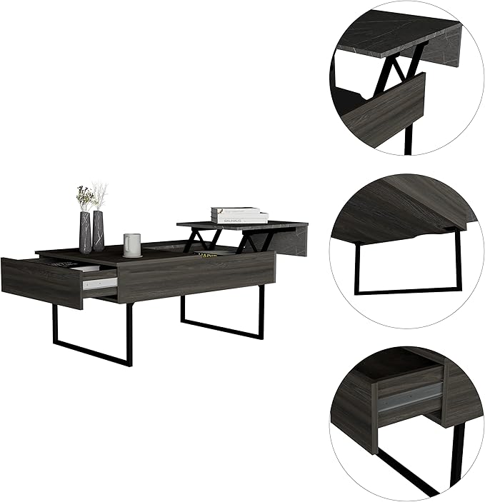 Lift Top Coffee Two Legs One Drawer Espresso