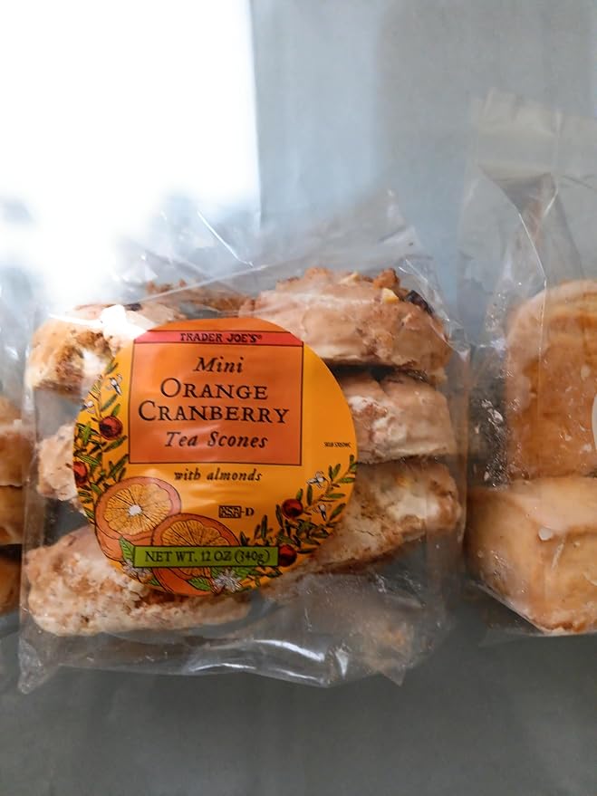 Trader Joe's Glazed Scones Variety Pack Sweet Lemon Mini Orange Cranberry Tea with Almonds Vanilla Bean