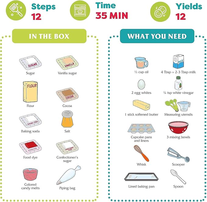 Baketivity Kids Baking Set Meal Cooking Party Supply Kit for Teens Real Fun Little Junior Chef Essential Kitchen Lessons Includes Pre-Measured Ingredients (Baketivity Kit Red Velvet)
