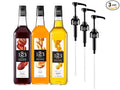 1883 Strawberry Peach Mango Syrups with Pumps (Fruit Lovers) for Drinks – 1 Liter Glass Bottles (Pack of 3)