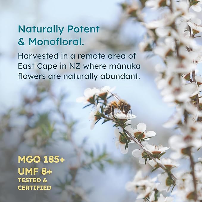Melora Raw Manuka Honey from New Zealand | UMF 10+ | MGO 265+ | 8.8 Oz Jar | Safe for Skin Care | Edible &amp Healthy Sugar Alternative | Traceable from Hive to Hand Manuka Honey