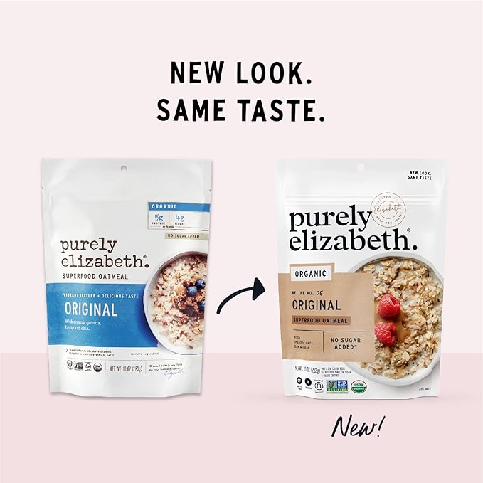Purely Elizabeth Superfood Oatmeal Original Vegan Friendly USDA Certified Organic Gluten Free &amp Non-GMO 10 Ounce (Pack of 6)