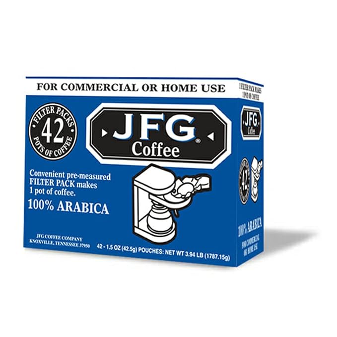 JFG Pre-Measured Filter Pack Coffee Each Pouch Makes 1 Pot of Coffee 1.5oz Pouch (Pack of 42)
