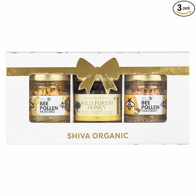 White and Gold Gift Box (50g Honey + 2x25g Bee Pollen each)