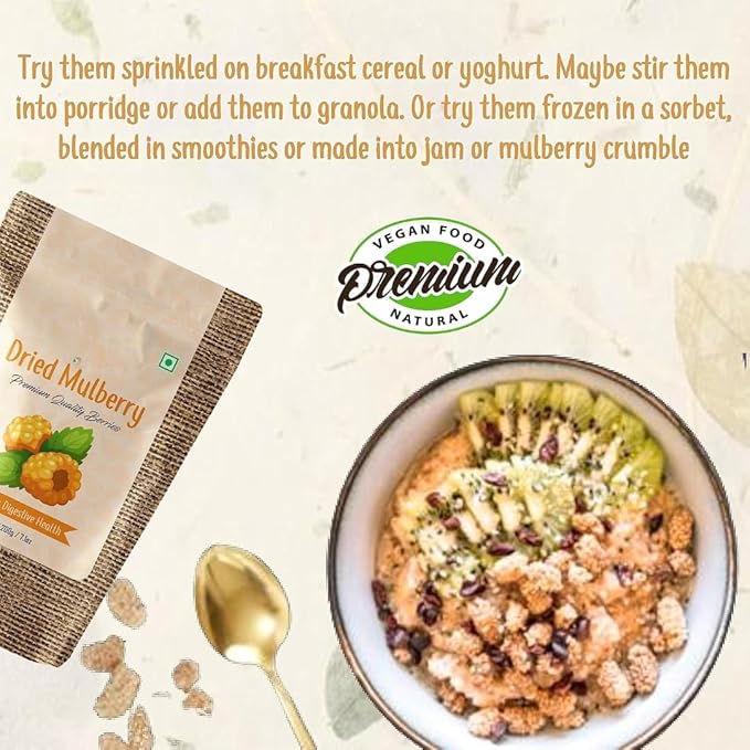 Generic Naturally Dried Mulberries | Naturally Sweet Dried Mulberry - 200 Grams