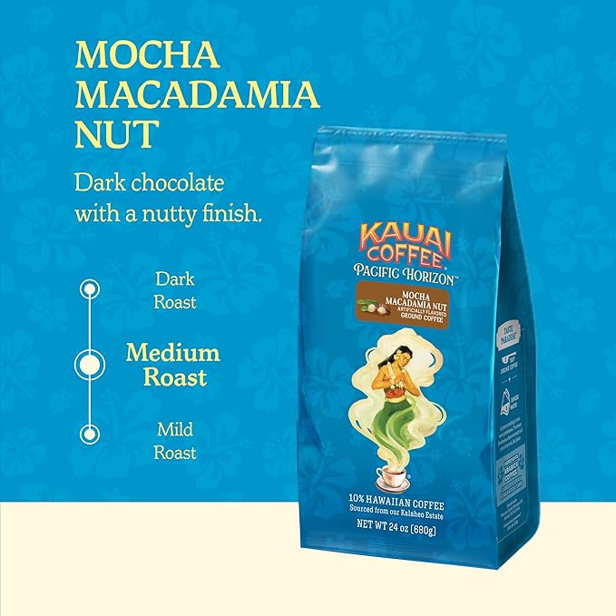 Kauai Coffee Mocha Macadamia Nut Medium Roast - Ground Coffee 24 oz Package