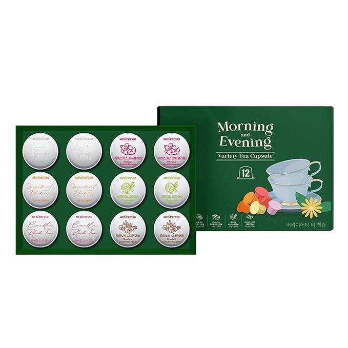 Variety Tea Capsules Sampler for Original-Style Machines 12 Count | 6 Assorted Tea Flavors | Earl Grey Hibiscus Peach Chamomile Citrus &amp More