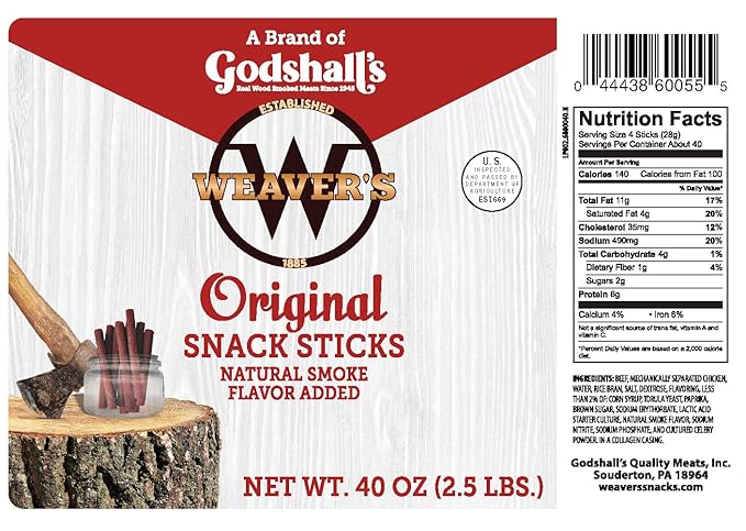 Weaver’s Original Mini Snack Sticks (160 mild 3.5 beef and chicken snack sticks per 40oz bag)