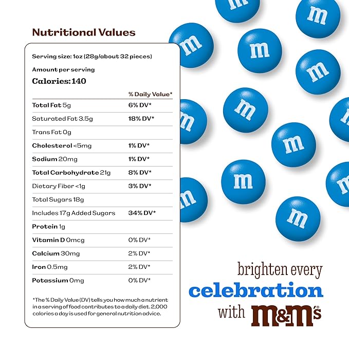 M&ampM’S WORLD Blue Candy Bulk - Milk Chocolate Candy 5 lbs Resealable Pack for Graduation Wedding 4th of July Birthdays Party Favors Boy Baby Showers Gender Reveal Ideas Easter and more