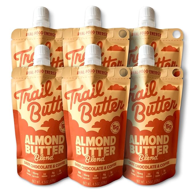 Trail Butter Big Squeeze Nut Butter Energy Pouches 4.5oz (6-Pack) – Real Food Endurance Fuel Protein Snack for Hiking Camping &amp Active Lifestyles – 20g of Protein per Pouch – Dark Chocolate &am