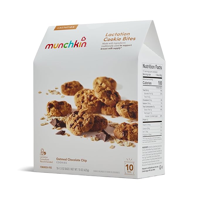 Munchkin Milkmakers Lactation Cookie Bites Oatmeal Chocolate Chip 10 Ct