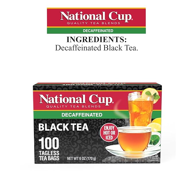 National Cup Decaf Tea Tagless Black Tea Blend Tea Bags 100 Ct Pack of 4