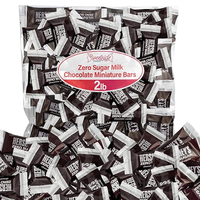 Zero Sugar Milk Chocolate Miniature Bars Candy Individually Wrapped Bulk for Melt in Your Mouth Indulgence - Free Mini Bites for On the Go 2lb
