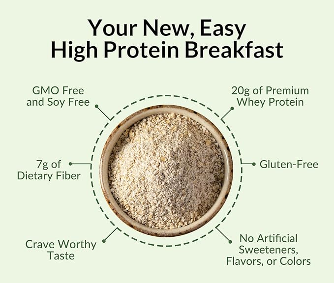 Naked Oats - Apple Cinnamon Overnight Oats 20g Whey Protein Gluten-Free Oatmeal Instant Breakfast or Shake High Protein Oatmeal High Fiber Breakfast Shake Non GMO No Soy - 12 Servings