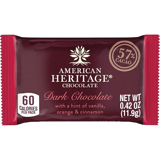 American Heritage Chocolate - 36 Artisanal Tasting Squares - 57% Cacao Dark Chocolate with a Hint of Vanilla Orange and Cinnamon