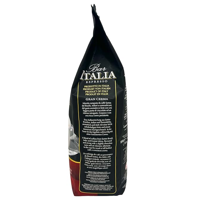 Saquella Bar Italia Gran Crema Espresso Coffee Beans 1kg (2.2 lb) | Authentic Italian Roast | Full-Bodied Velvety Crema &amp Rich Aroma | Perfect for Espresso Cappuccino &amp Latte