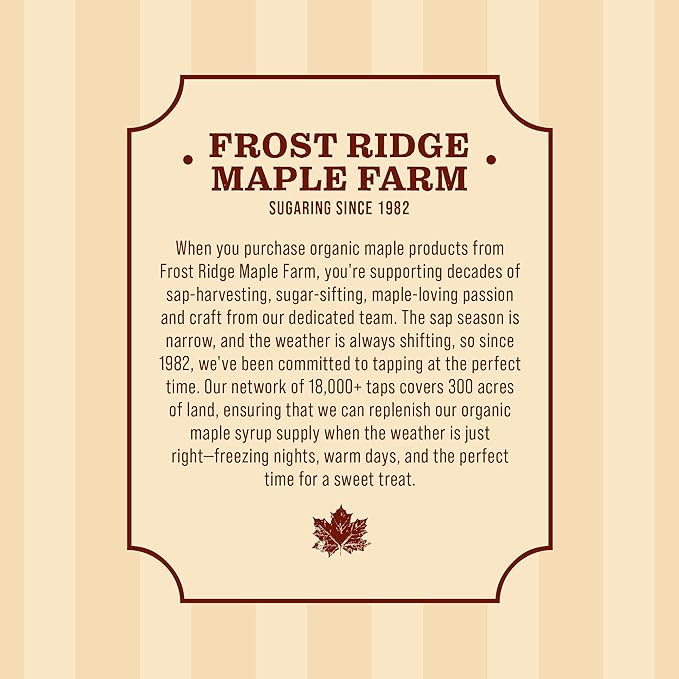 Frost Ridge Maple Farm Organic Maple Syrup Grade A Gallon (128 FL Oz) Dark Robust (formerly Grade B)