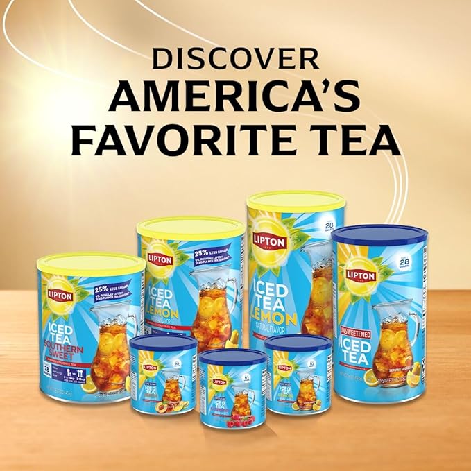 Lipton Iced Tea Mix Lemon Sweetened Iced Tea Makes 28 Quarts (Pack of 2)