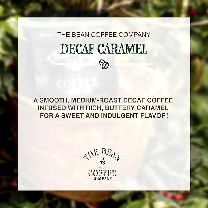 The Bean Organic Coffee Company Water Processed DECAF Caramel Medium Roast Whole Bean Coffee 16-Ounce Bag