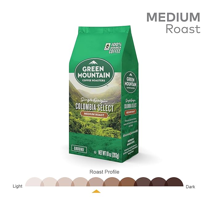 Green Mountain Coffee Roasters Colombia Select Ground Coffee Fair Trade Select Medium Roast Bagged 10oz (Pack of 5)