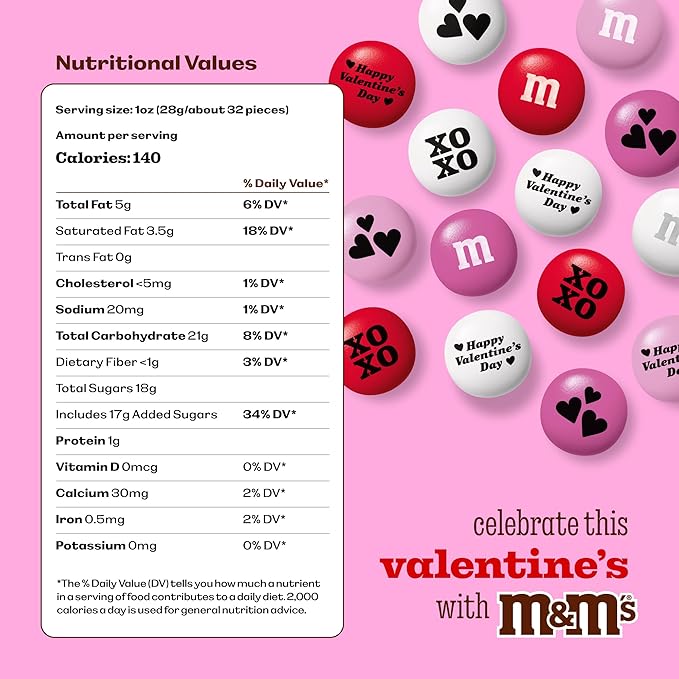 M&ampM’S Valentine's Day Chocolate Gift Kit 2lb Red Pink White M&ampM'S with Messages 20 Heart-Shaped Silver Tins for Personalized Candy Favors Galentine’s Gifts Party Favors Office Candy Treat