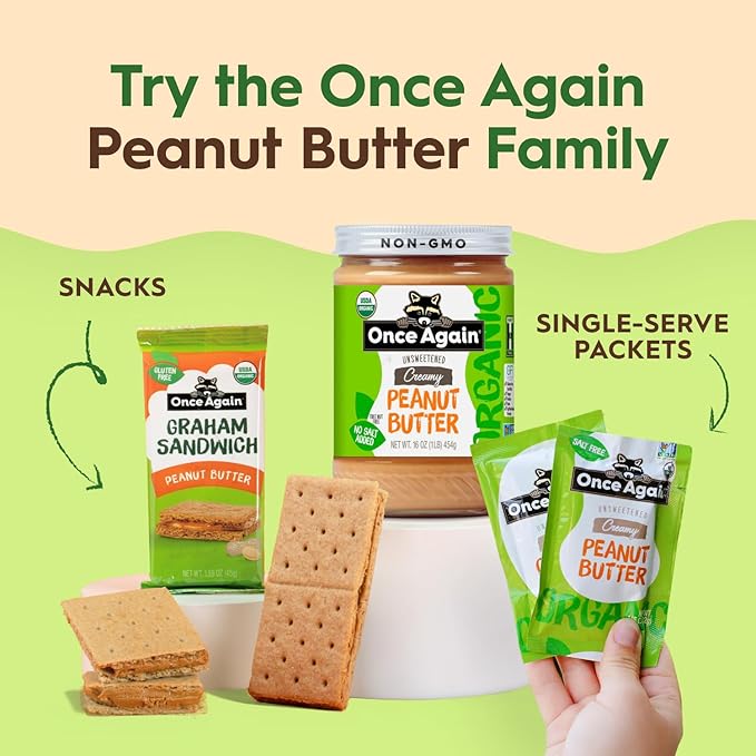 Once Again Organic Creamy Peanut Butter 9 Pound Bucket - No Sugar Added Single Ingredient Unsalted Natural Peanut Butter Bulk No Palm Oil - Non-GMO Gluten Free - Smooth and Unsweetened