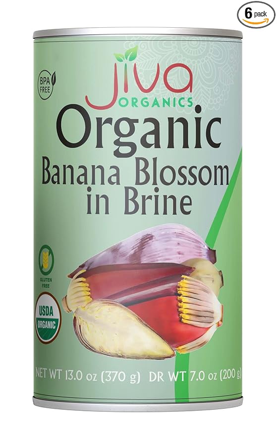 Jiva Organic Banana Blossoms 14 Ounce (Pack of 6) - BPA Free Gluten Free - Delicious Meatless Alternative
