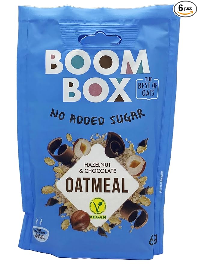BOOM BOX Hazelnut Chocolate Oatmeal - 60g - Nutty and Chocolaty Breakfast Delight
