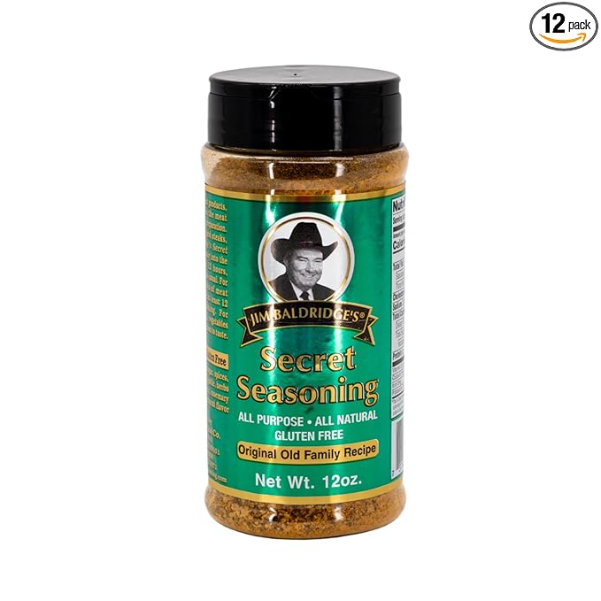 All Purpose Seasoning - Jim Baldridge Secret Seasoning 12 Oz Bottle - 12 Pack - All Natural - Gluten &amp MSG Free - Made in Nebraska USA - Unique Spice Blend - Gourmet Herbs &amp Spice Blend