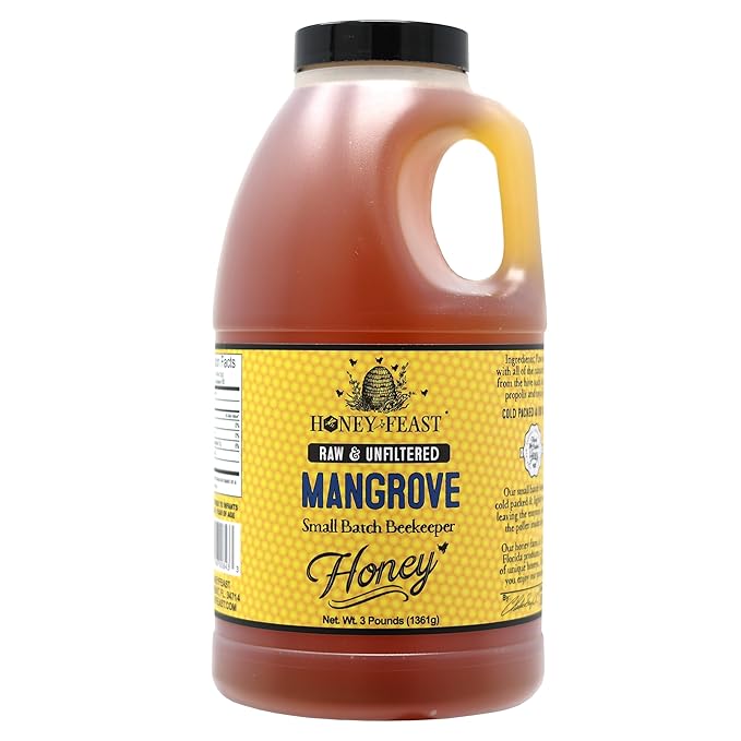 HONEY FEAST 3 Pounds Raw Mangrove Honey | from American Organic floral sources | Unfiltered &amp Pure | Fresh from Florida Superfood