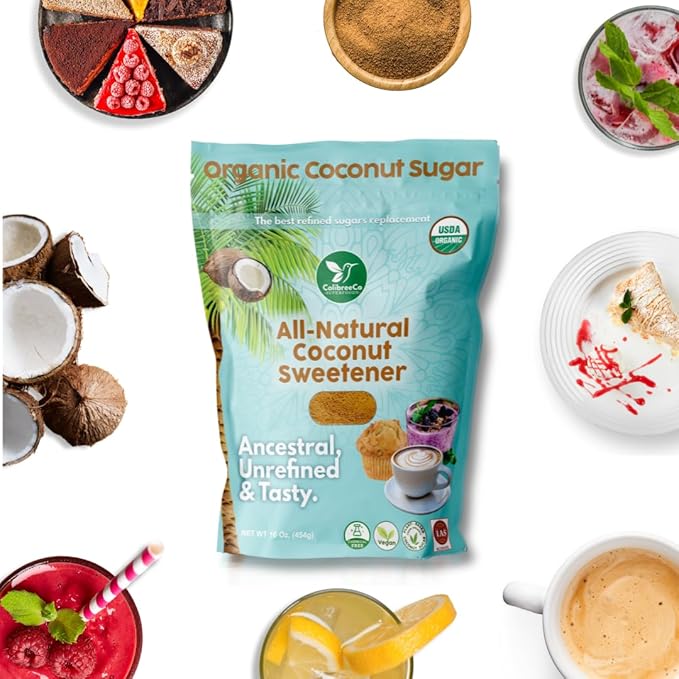 Colibreeco Organic Coconut Sugar 1 Pound (Pack of 1): Perfect for Sweetening Drinks &amp Recipes | Low Glycemic Sugar Substitute USDA Organic | Unprocessed &amp Chemical-Free | Powdered Coconut P