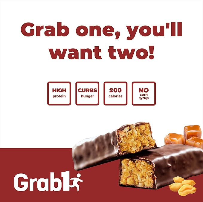 Grab1 Sugar Free Protein Bars Peanut Caramel (3 Pack- 12 Bars) | Delicious and Nutritious | Low Calorie | Only 2g Sugar