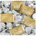 124 Pcs Gold Graduation Candy Party Favors Gold Wrapped Miniatures &amp Silver Kisses (1.52 lbs Approx. 124 Pcs)