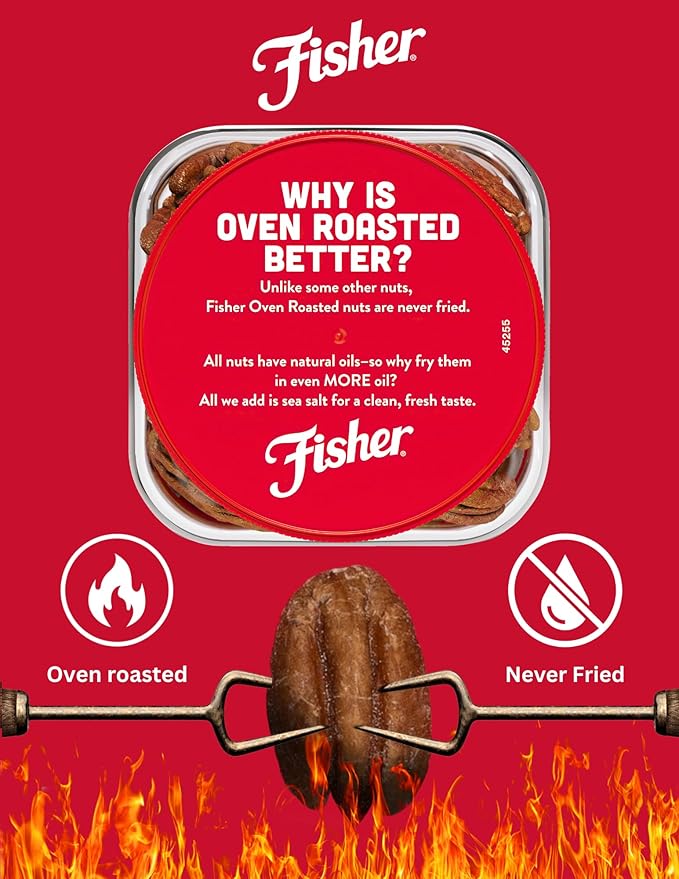 Fisher Oven Roasted Never Fried Mammoth Pecans17 OuncesHeart Healthy Snacks for AdultsMade with Sea SaltNo Added Oil or Artificial IngredientsGluten FreeVegan ProteinBulk(Pack of 2)