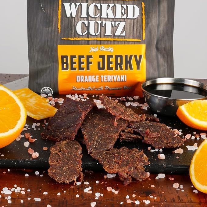 Wicked Cutz Jerky Gift Basket Includes Bacon Jerky Beef Jerky Meat Sticks and Beef Chips | Tender Easy to Chew USA Made High Protein Carnivore Snacks | Unique Gifts for Men (13 Pack)