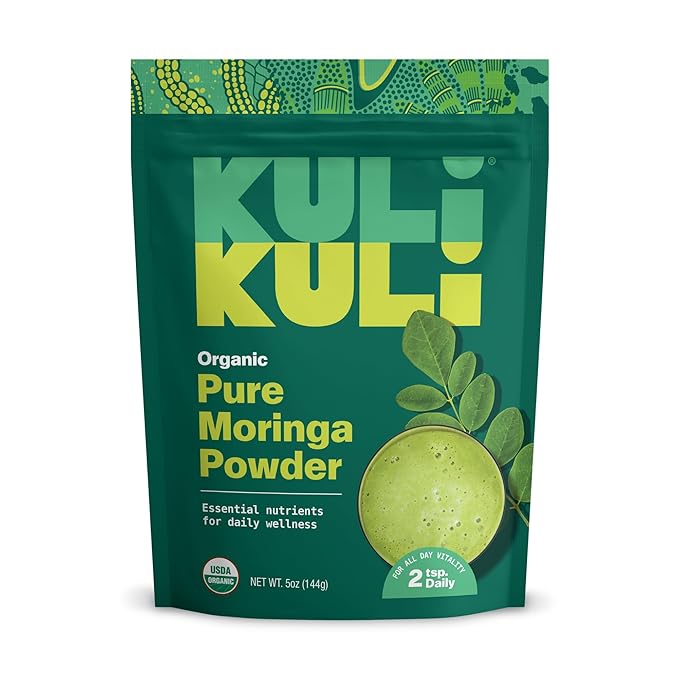 Kuli Kuli Moringa Oleifera Organic Leaf Powder &amp Green Smoothie 100% Pure USDA Certified &amp Non-GMO Moringa Powder Great with Smoothies Tea and Food - Single Pack 5 oz.