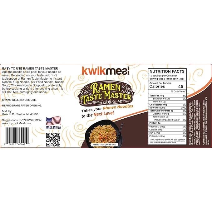 KwikMeal Ramen Taste Master | Ultimate Ramen &amp Noodles Flavor Enhancer | Add to Ramen Noodle Soup &amp Stir-Fried Noodles | Restaurant-Style Seasoning Sauce – 14 Oz (400 g) - 3 Pack