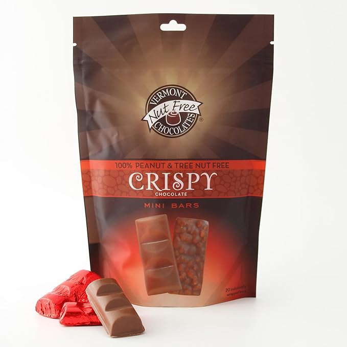 Vermont Nut Free Chocolates Mini Chocolate Bars 9 Ounces Nut-Free Egg-Free Kosher (Mini Crispy)