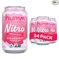 Humm Nitro Kombucha Strawberry Vanilla Creamy Smooth Probiotic Drink with L-Theanine Non-GMO Vegan Gluten Free 12 fl oz (Pack of 24)