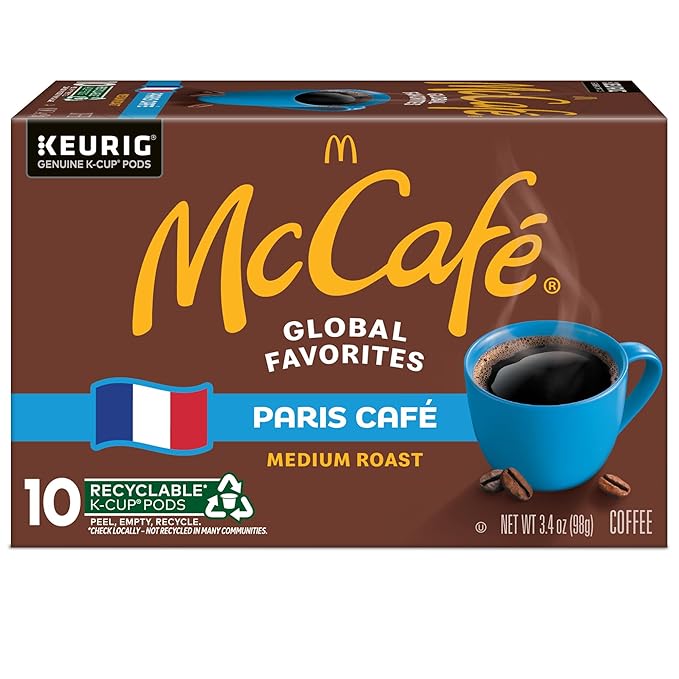 McCafe Paris Café Single Serve Coffee Keurig K-Cup Pods Medium Roast Coffee 60 Count (6 Packs of 10)