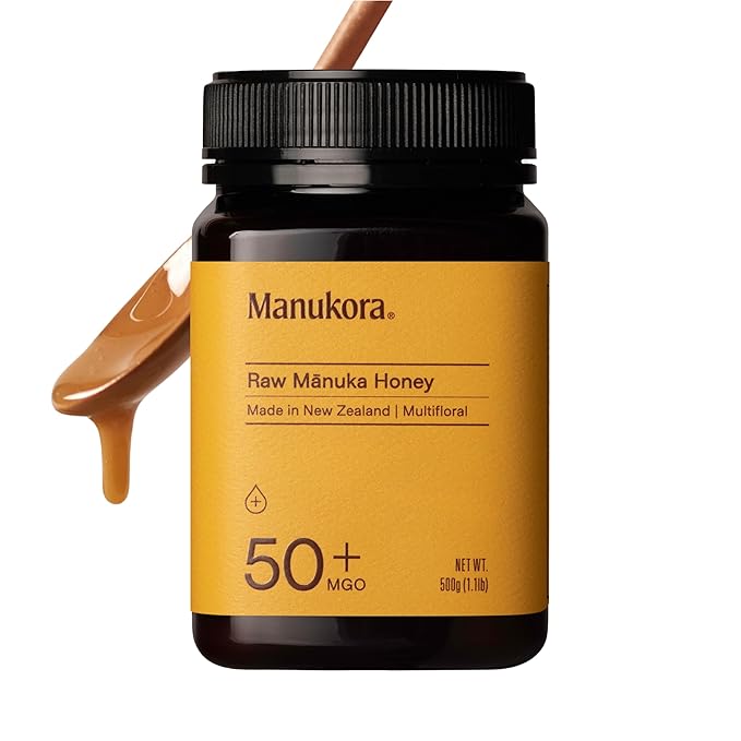 Manukora Raw Manuka Honey MGO 50+ New Zealand Honey Non-GMO 3rd-Party Tested Glyphosate Residue Free Certified 2000+ Natural Compounds Traceable from Hive-to-Hand Daily Wellness Support – 500g