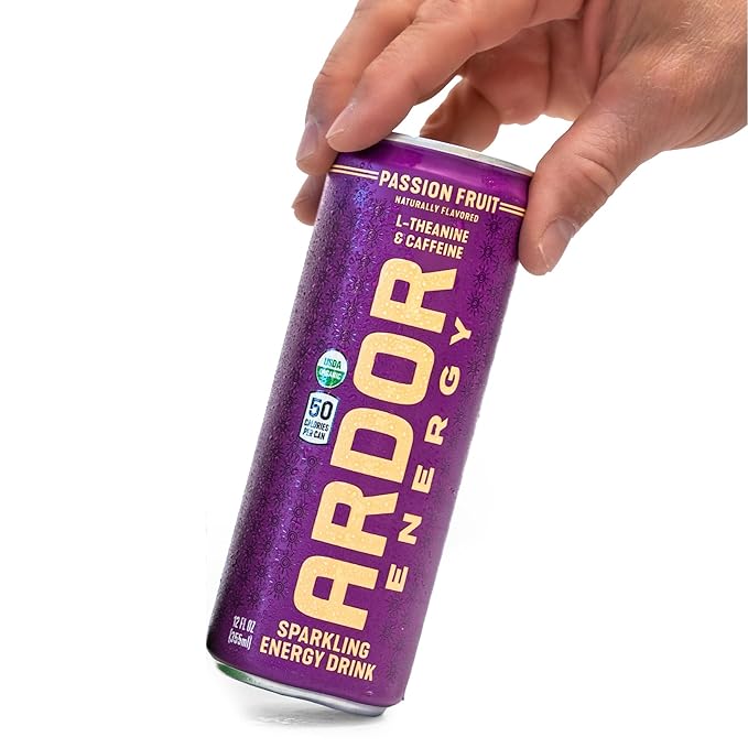 ARDOR ENERGY Natural Sparkling Energy Drink with 100mg Natural Caffeine &amp 200mg L-Theanine from Organic Green Tea for Smooth Energy &amp Focus | Healthy Energy Drink | Made with Real Fruit Juice