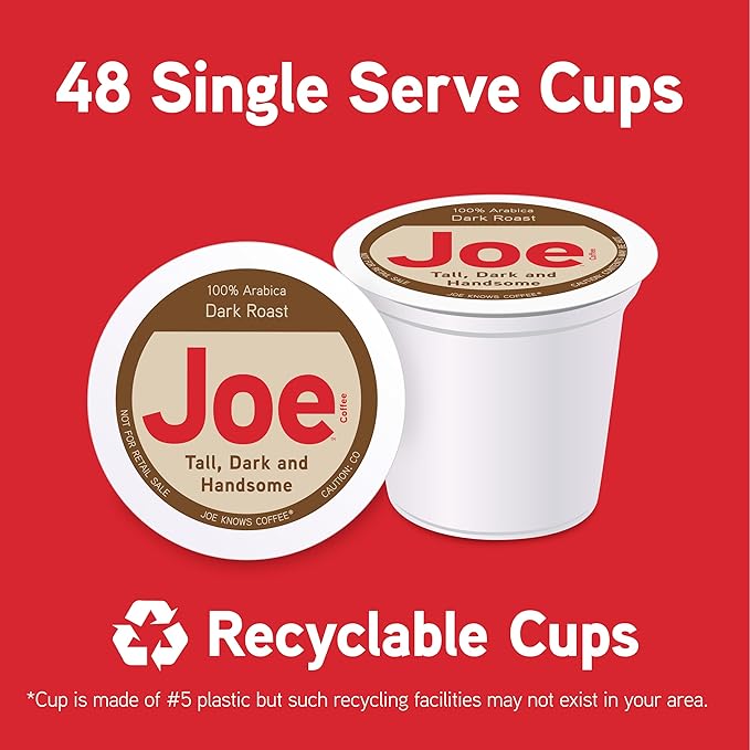 Joe Knows Coffee Single Serve Cups Pods and Capsules Tall Dark and Handsome 48 Count